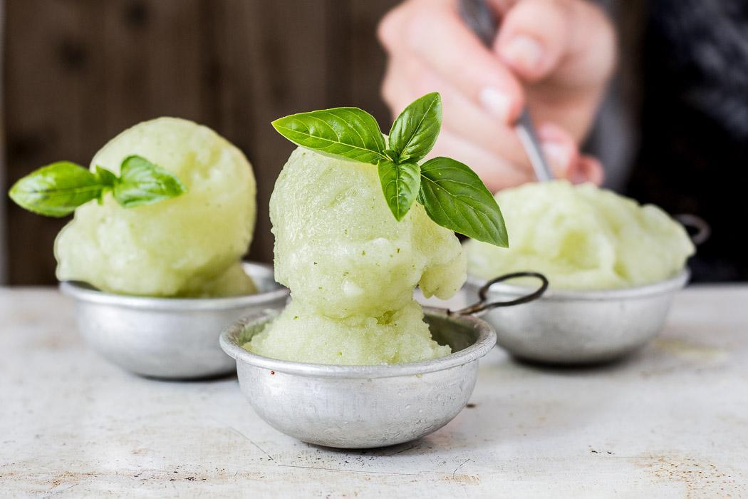 No-Churn Melon Sorbet with Basil - Use Your Noodles