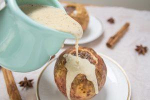 Hot Baked Apples with Vanilla Sauce
