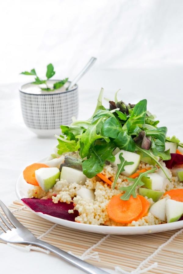 Millet and Carrot Salad with Creamy Almond Dressing