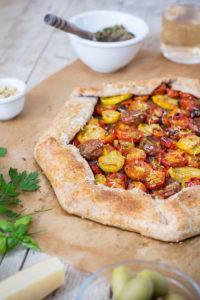The sweetest most delicious tomato galette honoring the season of homegrown tomatoes.
