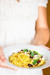 Pumpkin Risotto With Goat Cheese Pancetta Cranberries Use Your Noodles