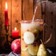 I love non-alcoholic festive sangria, especially when it tastes like winter with all its beautiful mixed fruits and christmas spices. It’s the easiest thing in the world to do and you can prepare it ahead of time.