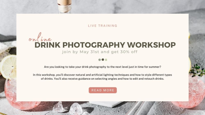 Invitation to the online Drink Photography Workshop