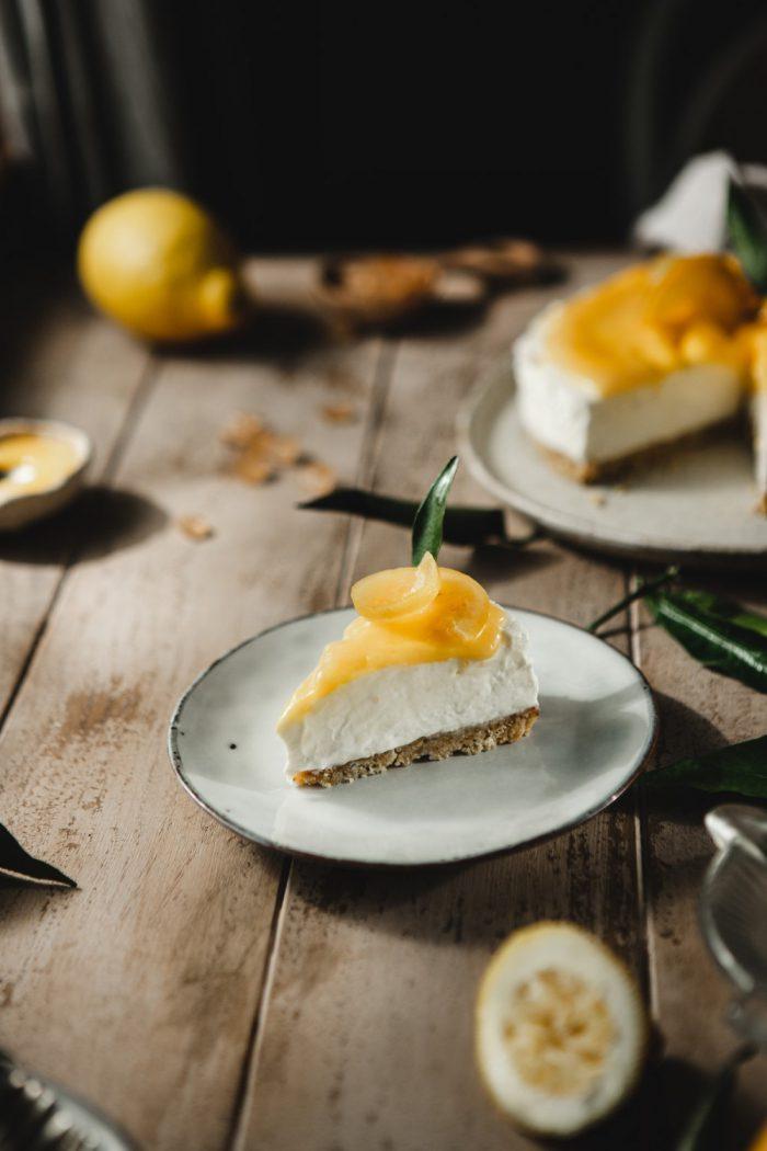 This no-bake lemon cheesecake has the softest fluffiest cream cheese filling and the most delicious lemon curd on top.