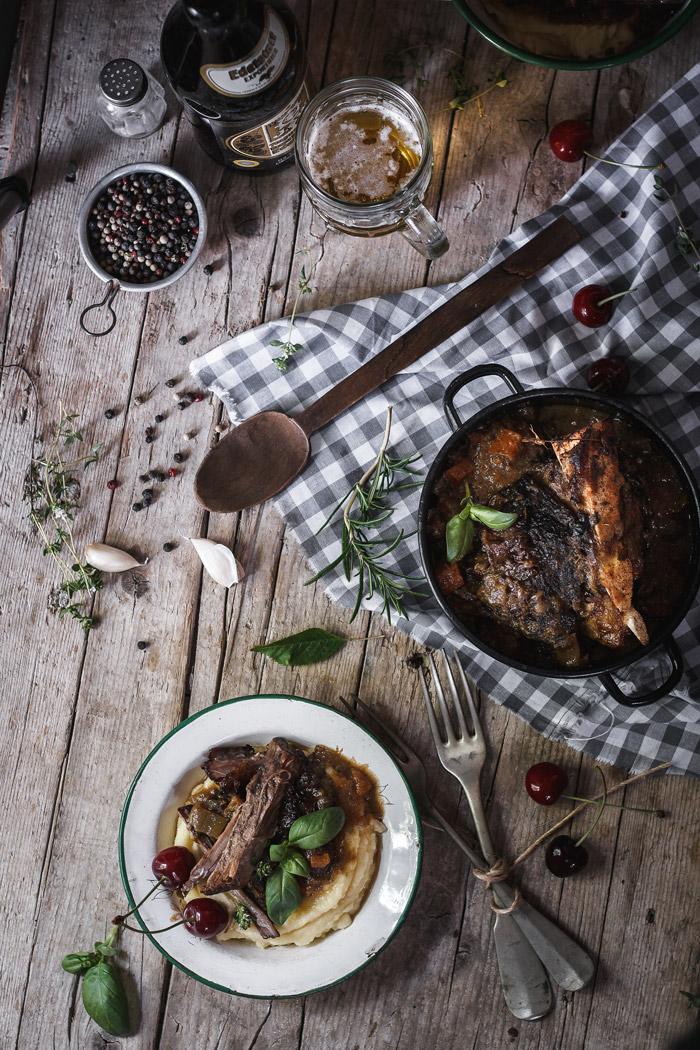 This cherry braised beef brisket is incredibly tender and comforting. When served with some creamy mashed potatoes it makes a perfect dish for the rainy spring days.