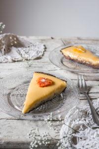 One of the best flavor pairings - dried figs and orange in a perfect Valentine's day dessert - a decadent dried fig and blood orange tart. Simple chocolate tart crust is holding a dried fig jam and a zesty blood orange curd, which is decorated with tiny orange hearts. What a treat!