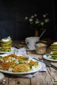 These soft and fluffy flourless green pea fritters with seasonal herbs make the most delicious healthy breakfast.