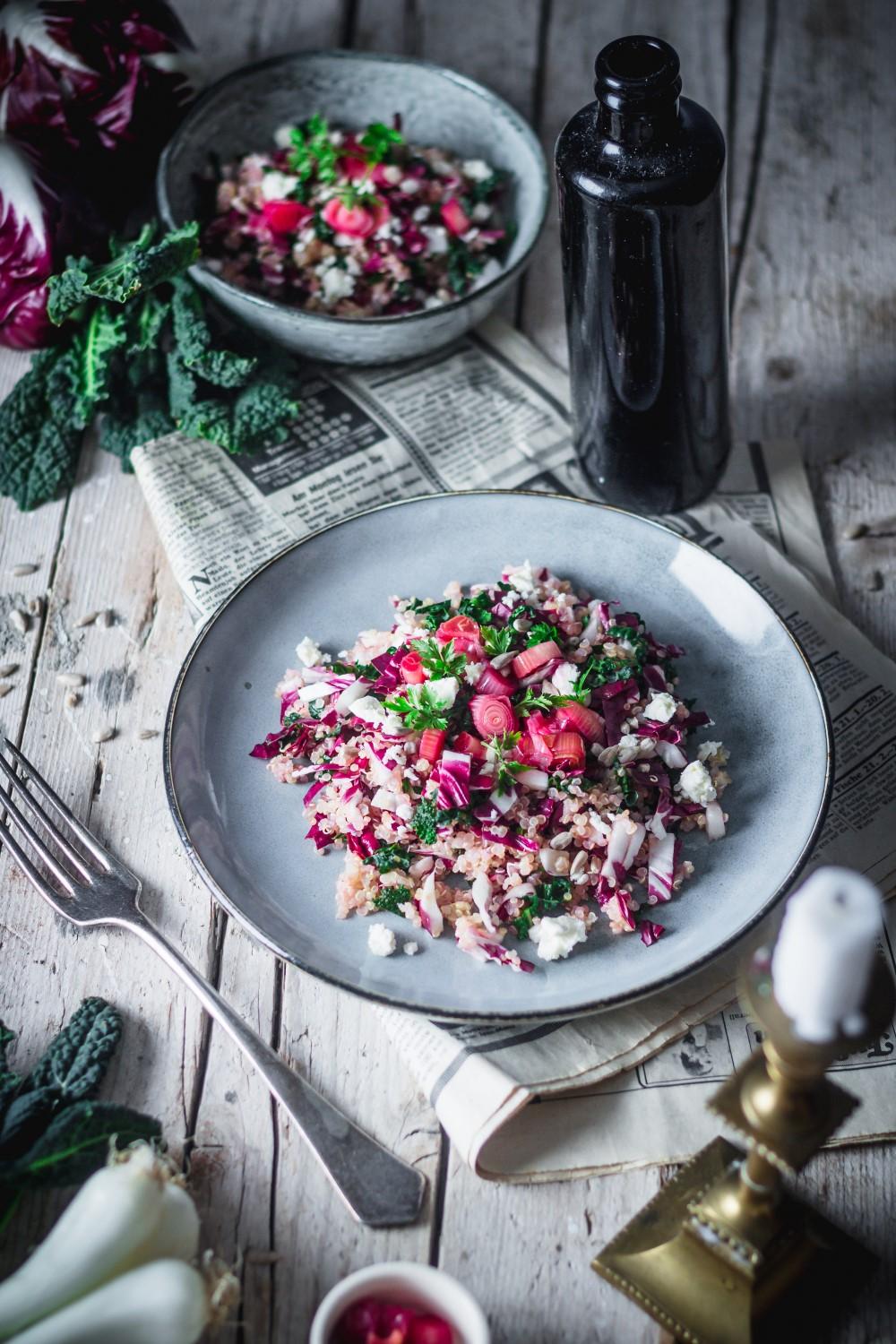 This healthy Kale and Radicchio Quinoa Salad is a Winter favorite at our house. With fresh kale and radicchio, quick spring onion pickles and feta cheese I'm sure it will be in yours too.