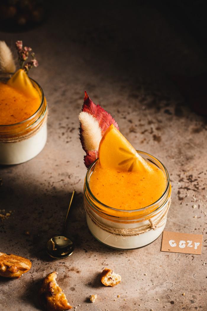 Feeling all cozy with a persimmon panna cotta - spiced panna cotta with a delicious a surprising persimmon jelly.