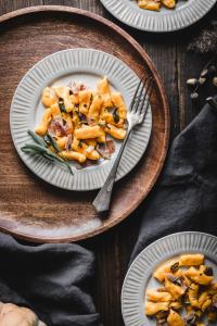 These soft nad pillowy pumpin gnocchi are one of my favorite fall comfort foods. And they are super easy and quick to make!