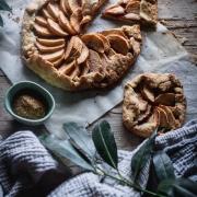 The reason why I love this delicious rustic apple galette is because of its delicate flaky crust and the fruity plum jam.