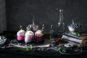 A perfectly refreshing and comforting non-alcoholic summer drink - sparkling basil and blueberry float.